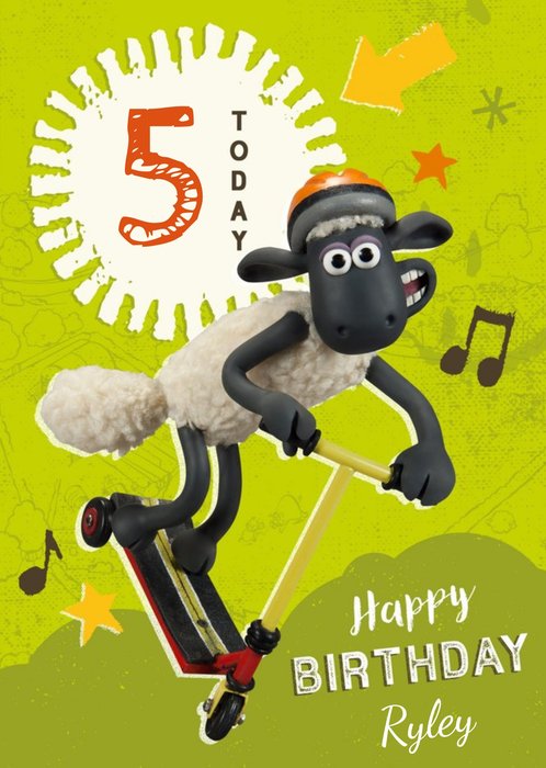 Shaun The Sheep 5 Today Birthday Card