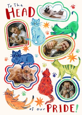 To The Head Of Our Pride Illustrated Cats Photo Upload Card