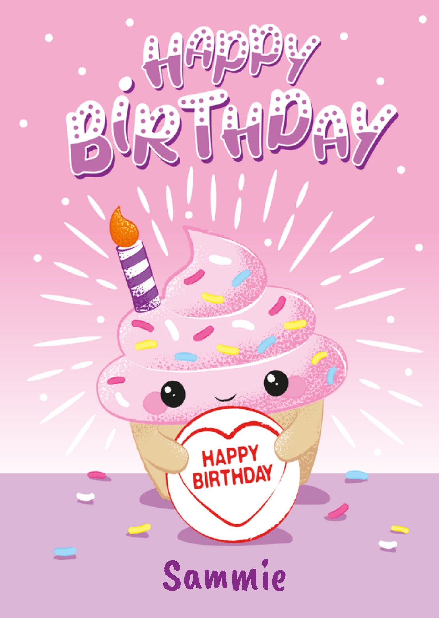Swizzels Love Hearts Swizzels Posh Paws Cute Cupcake Birthday Card