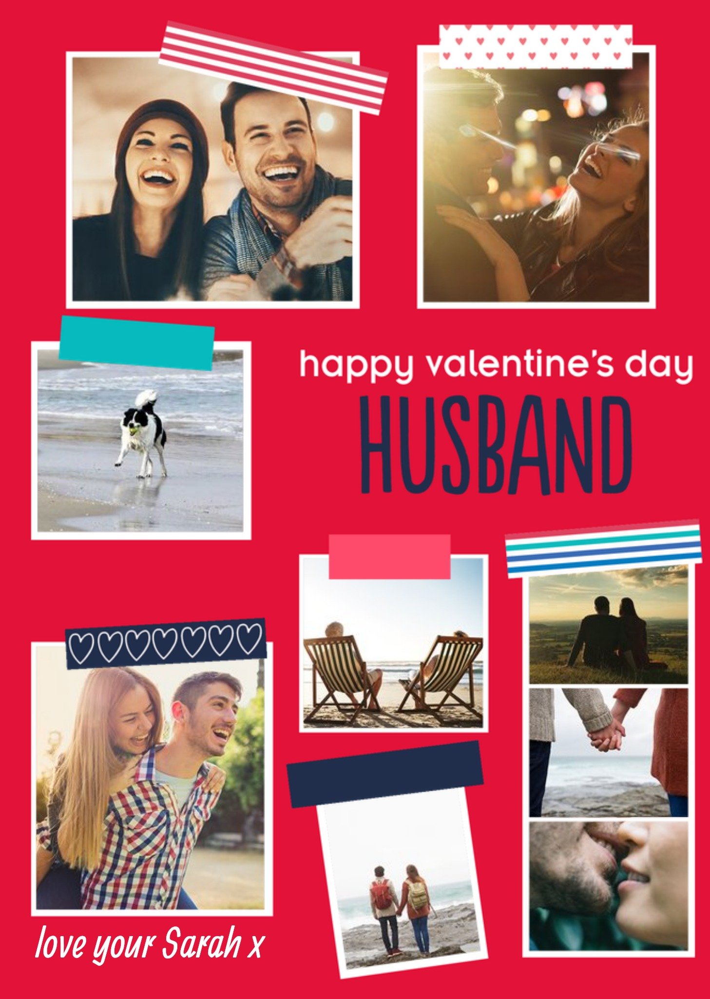 Moonpig Playful Patterns Multi Photo Happy Valentine's Day Husband Card