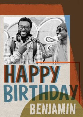 Textured Printed Effect Photo Upload Birthday Card