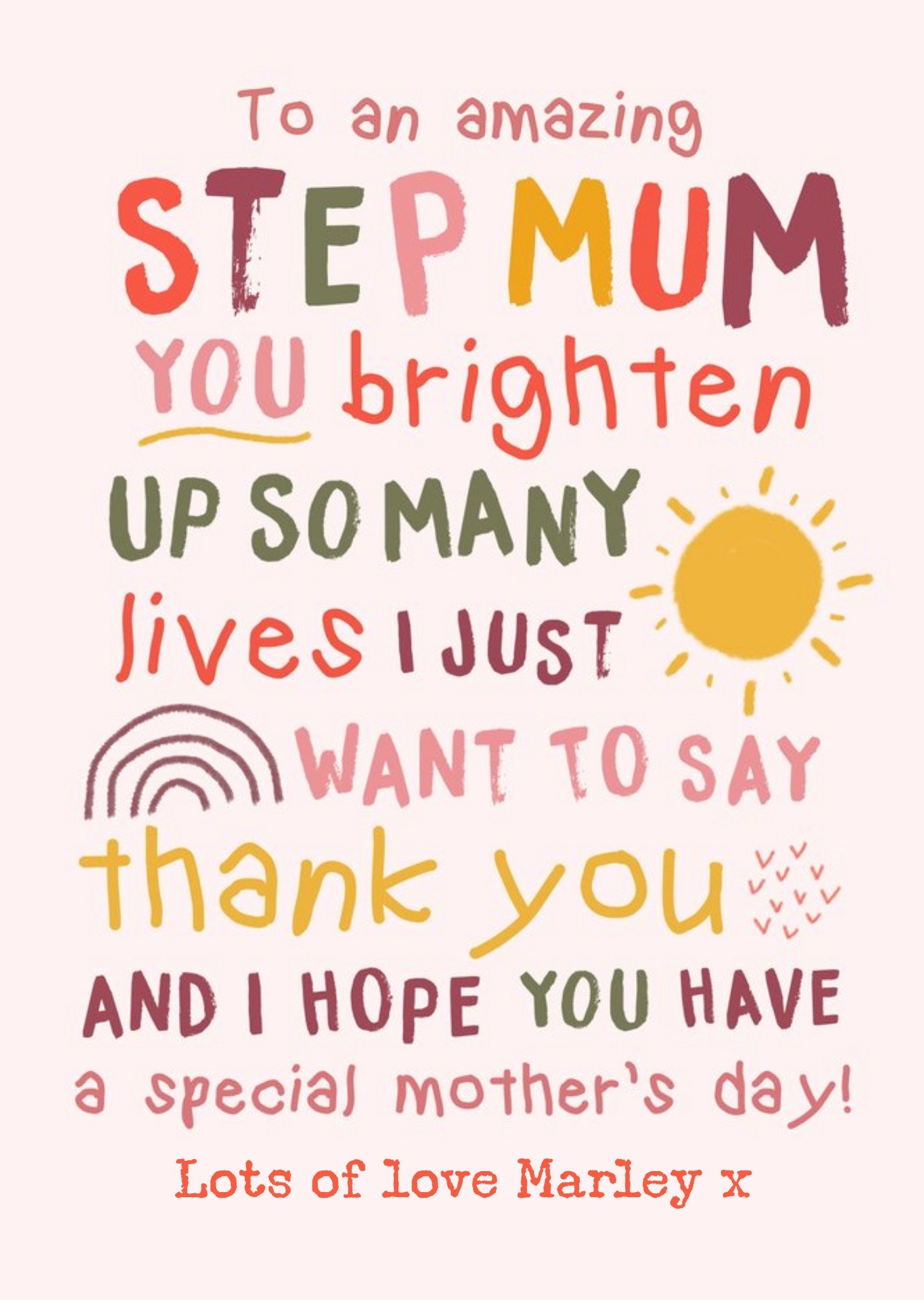 Moonpig Colourful Childlike Handwritten Typography Special Mother's Day Card
