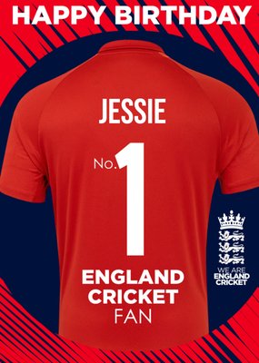 England Cricket Happy Birthday Number 1 Fan Shirt Card