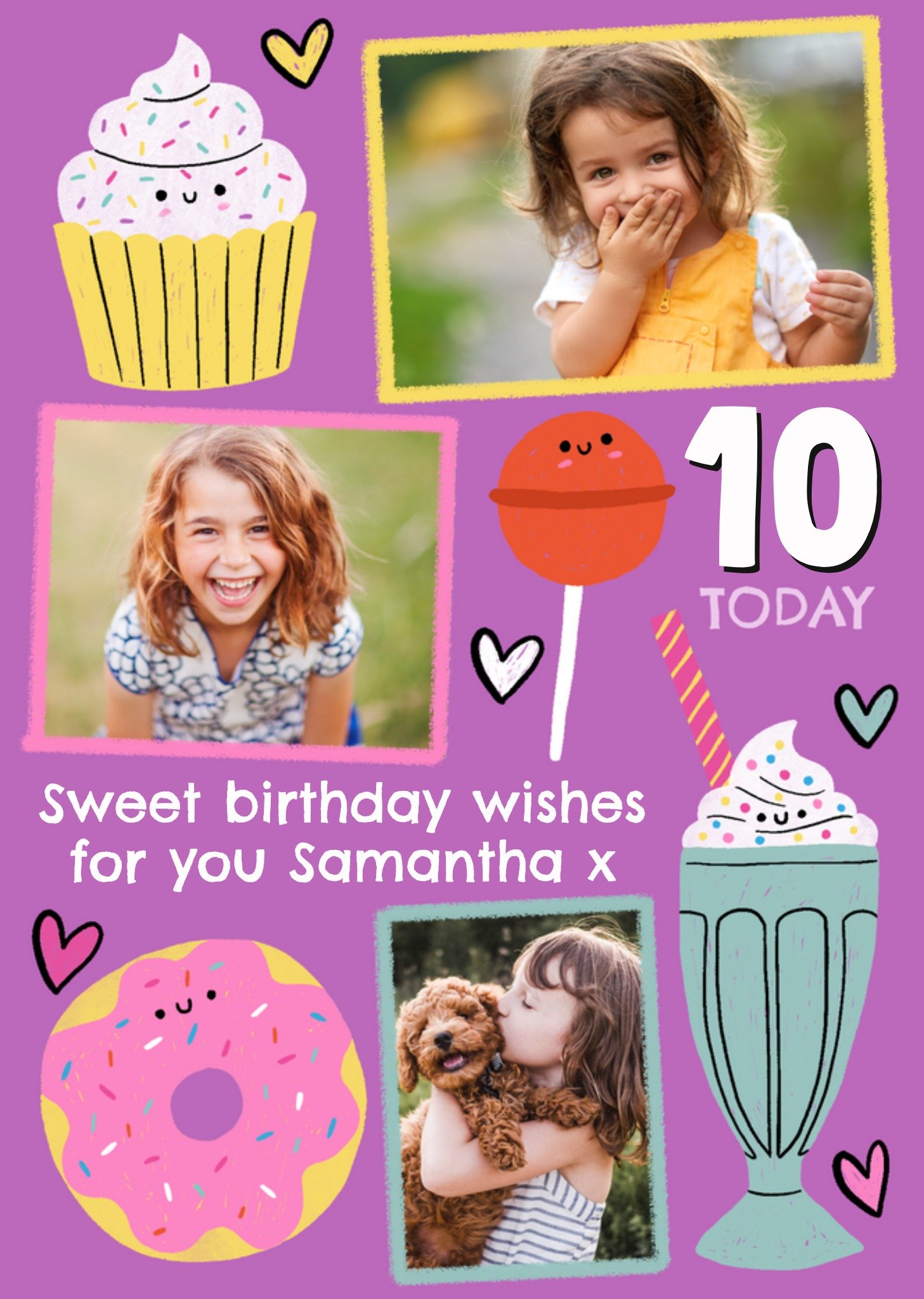 Moonpig Lisa Barlow Designs 10 Today Sweet Birthday Wishes Illustrated Photo Upload Birthday Card, L
