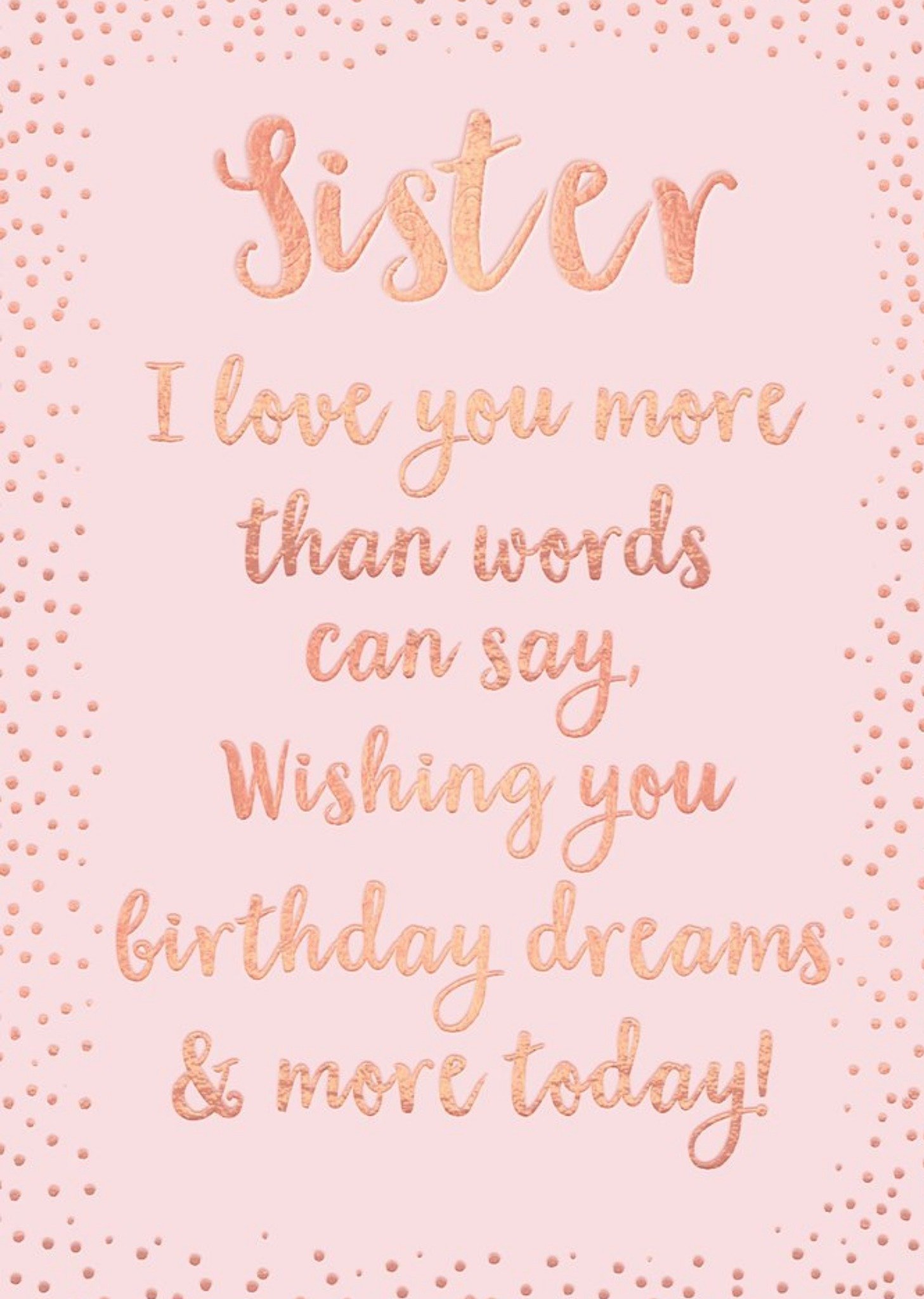 Moonpig Sister I Love You More Than Words Can Say Birthday Card, Large