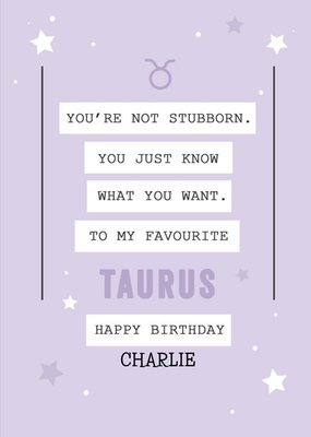 Funny Taurus Zodiac Birthday Card