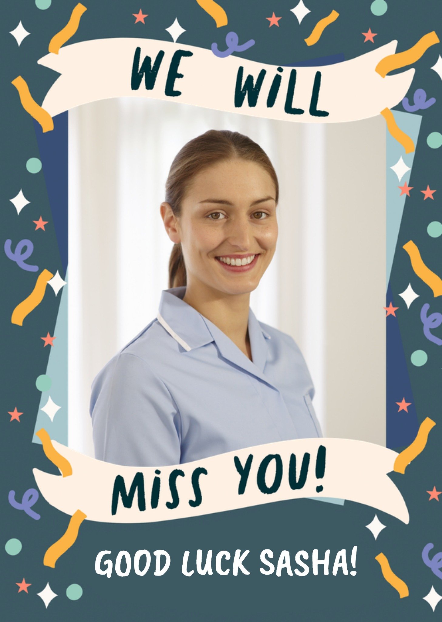 Moonpig We Will Miss You Good Luck Photo Upload Leaving Card