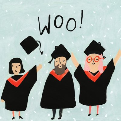 Cheering Graduates Illustrated Gratuation Card