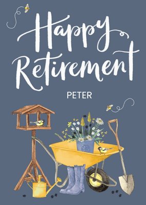 Garden Themed Illustration Happy Retirement Card