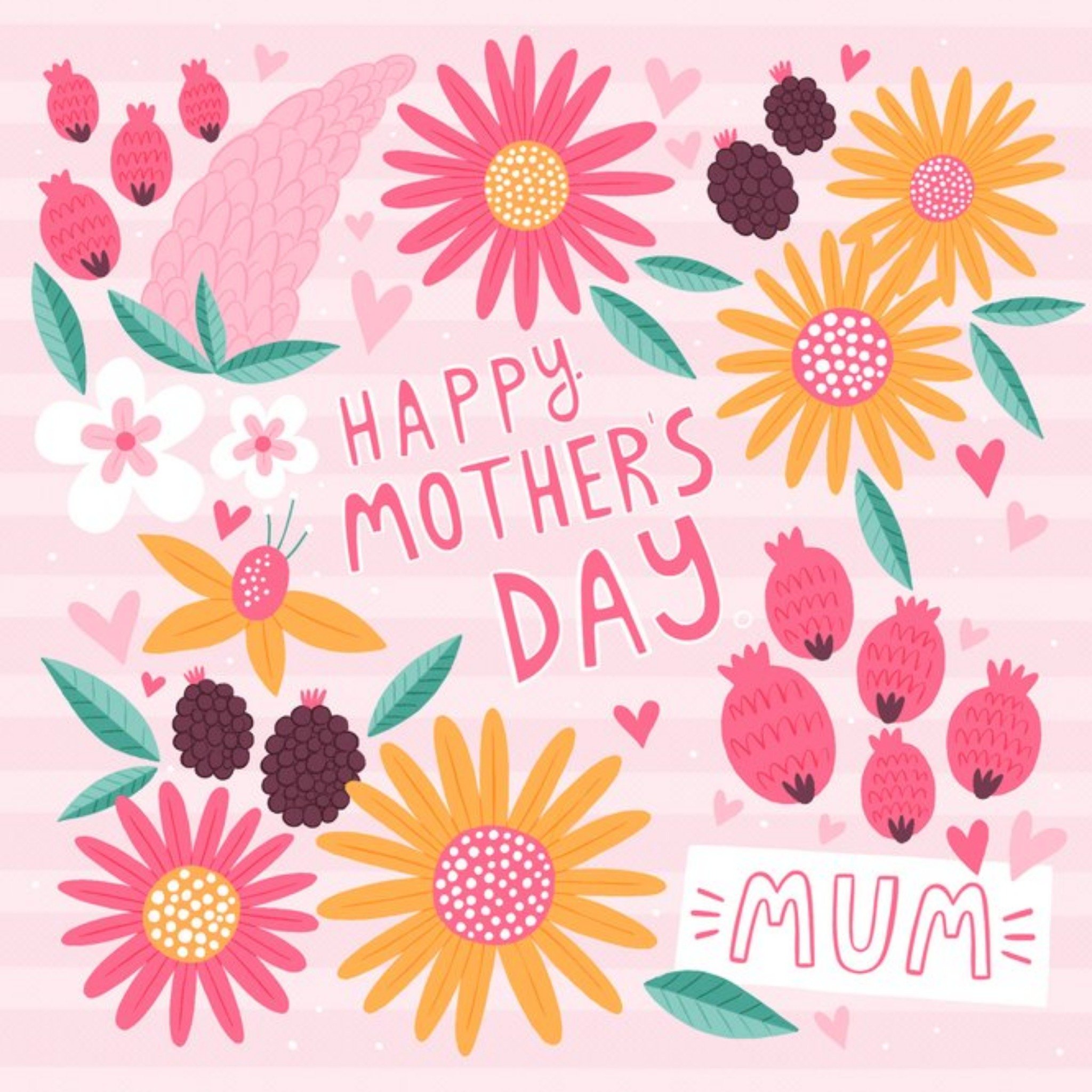 Moonpig Damien Barlow Bright Floral Illustrated Mother's Day Card