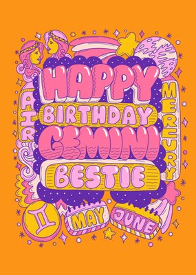 Happy Birthday Gemini Bestie Card