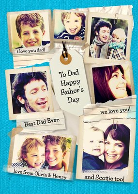 Blue Best Dad Ever Personalised Multi Photo Happy Father's Day Card