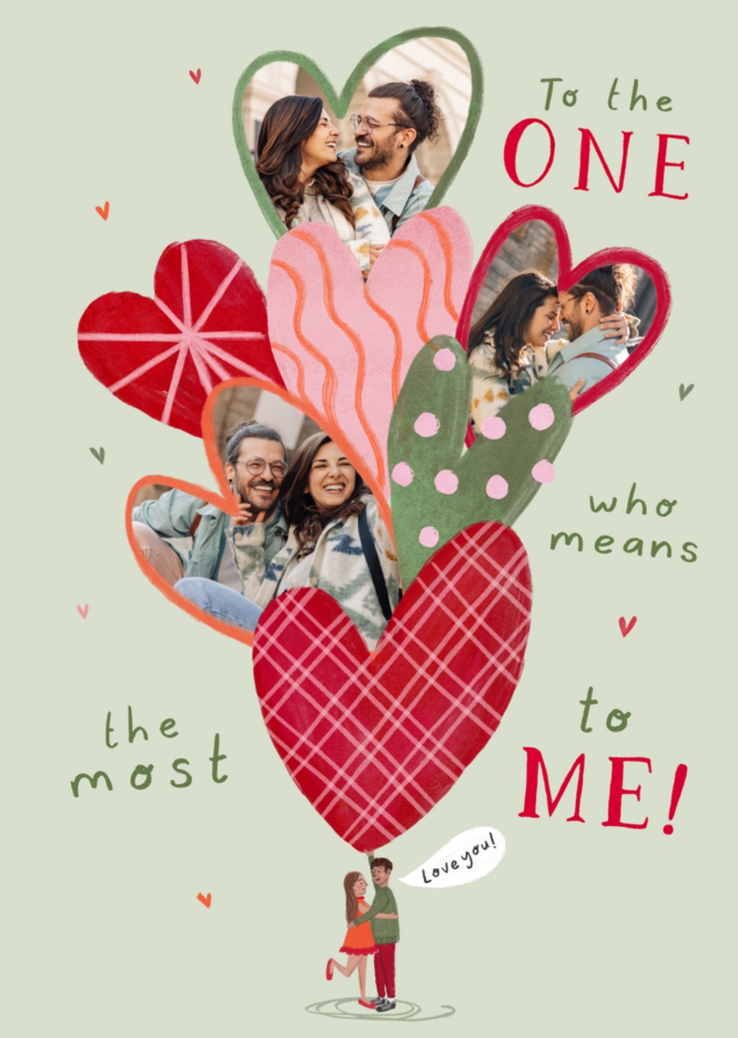 Moonpig To The One Who Means The Most To Me Illustrated Heart Shaped Photo Upload Card