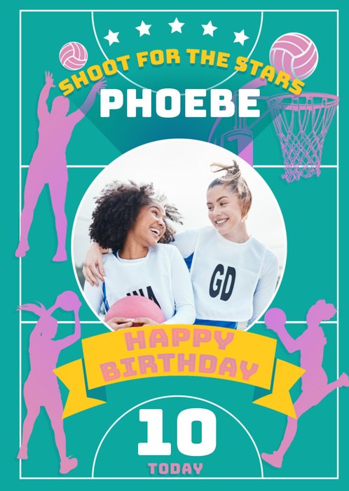 Netball Legends Shoot For The Stars Photo Upload Birthday Card