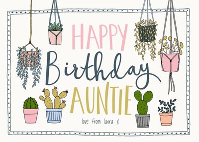 Auntie Birthday Card - Plants - Succulents - gardener - gardening