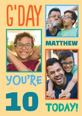 Big Bold Type GDay Photo Upload 10th Birthday Fun Australia Card