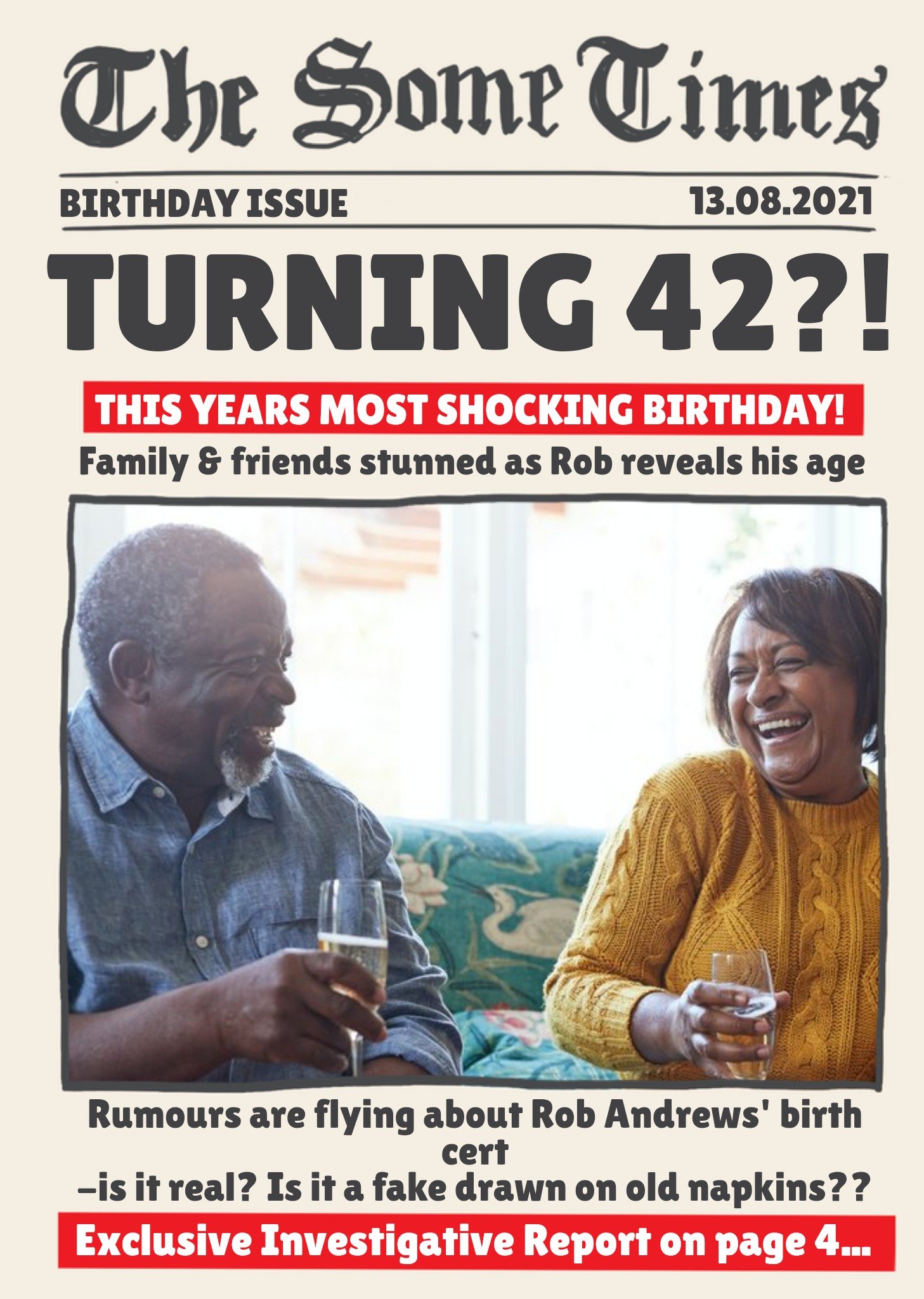 Moonpig The Some Times Newspaper Spoof How Old Photo Upload Birthday Card