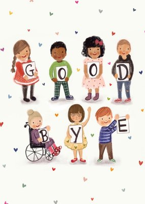 Illustration Of Children Holding Letter Signs Good Bye Card