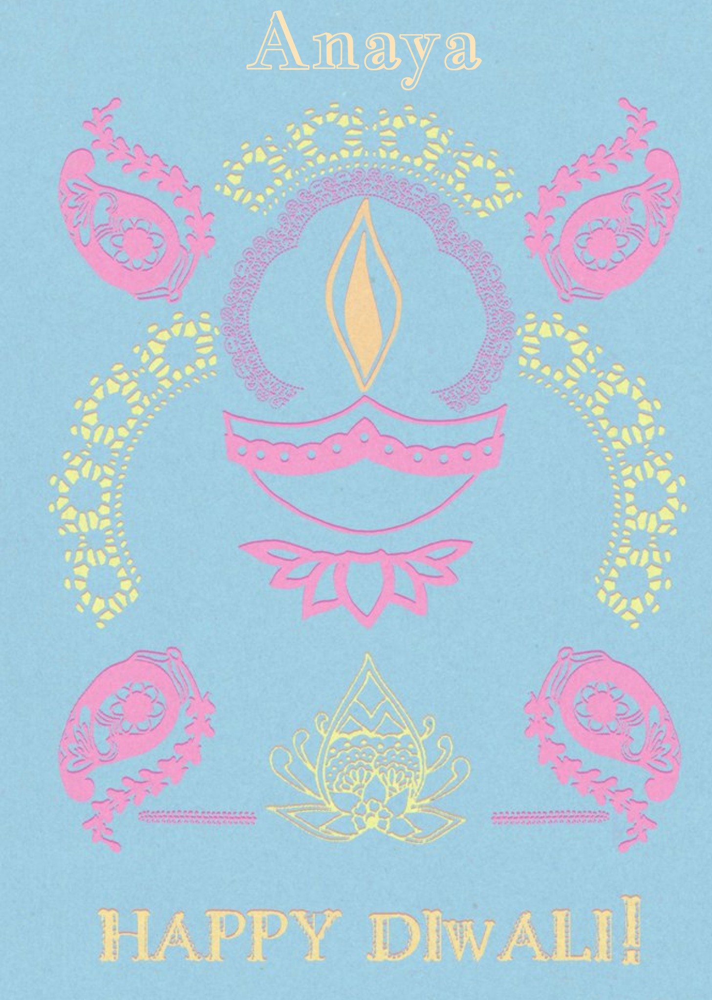 Moonpig Personalised Pastel Happy Diwali Card