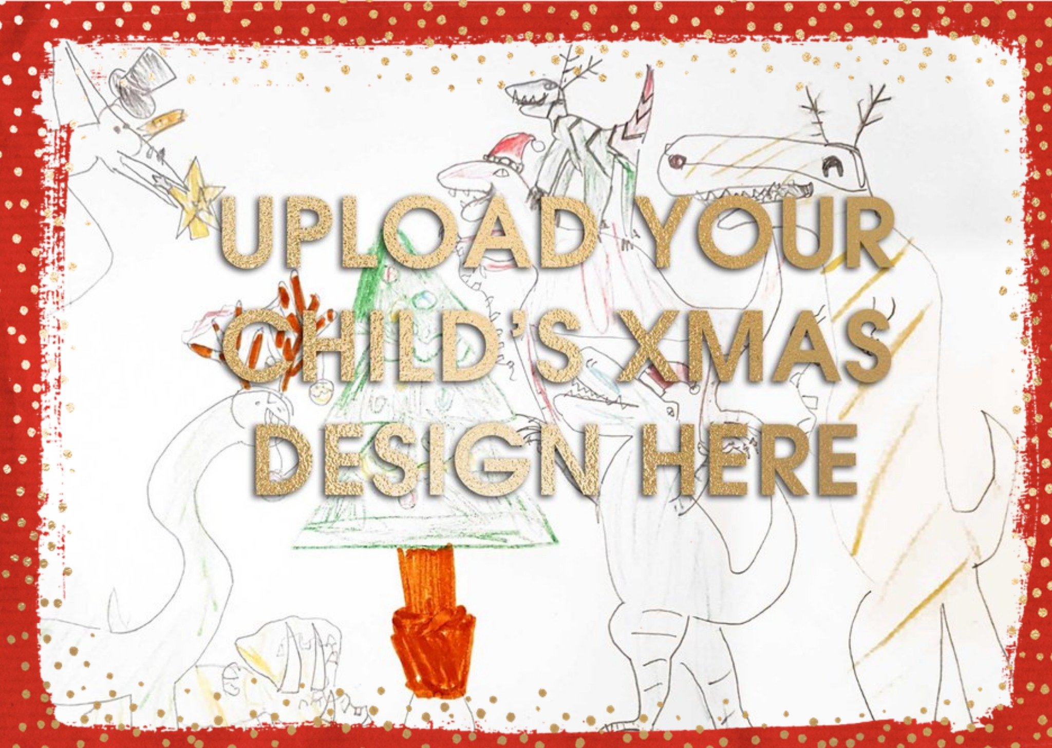 Moonpig Red And Gold Speckled Frame Create Your Own Photo Upload Christmas Card