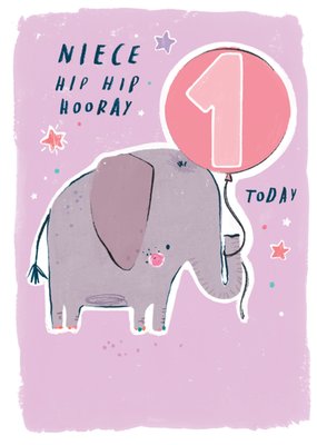 Niece Hip Hip Hooray 1 Today Birthday Card