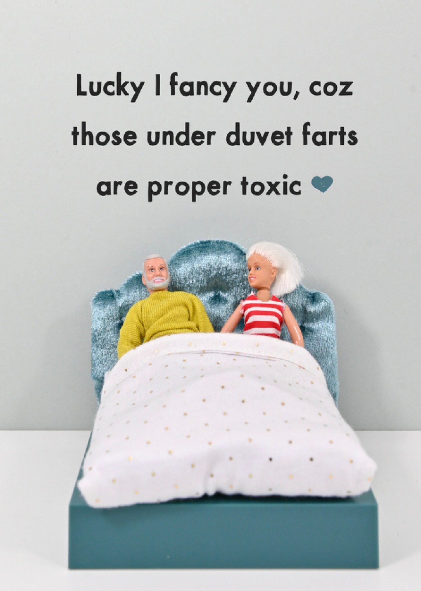 Bold And Bright Lucky I Fancy You Humorous Couple In Bed Valentine's Day Card