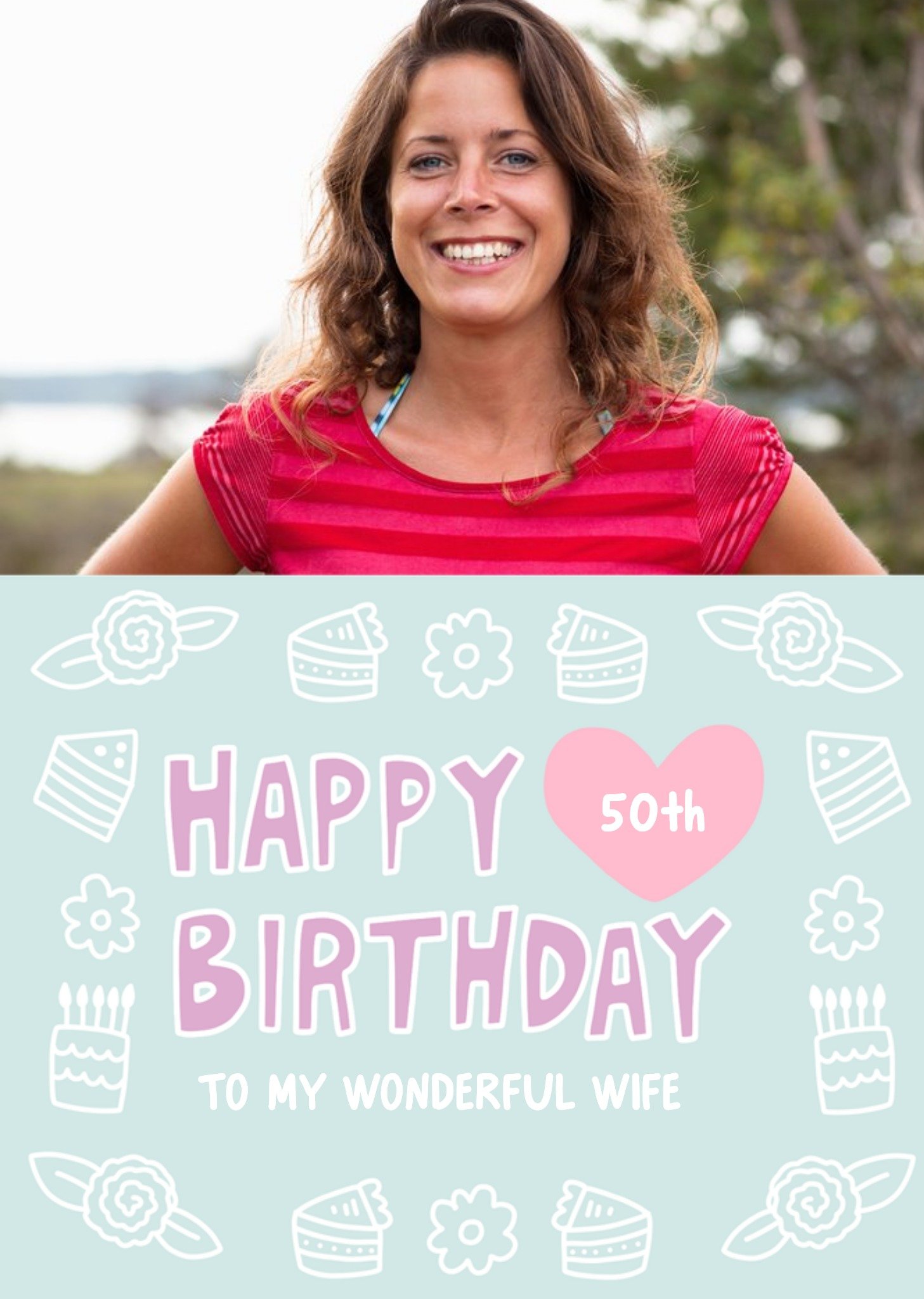 Moonpig Fun Typographic Wife Photo Upload Birthday Card