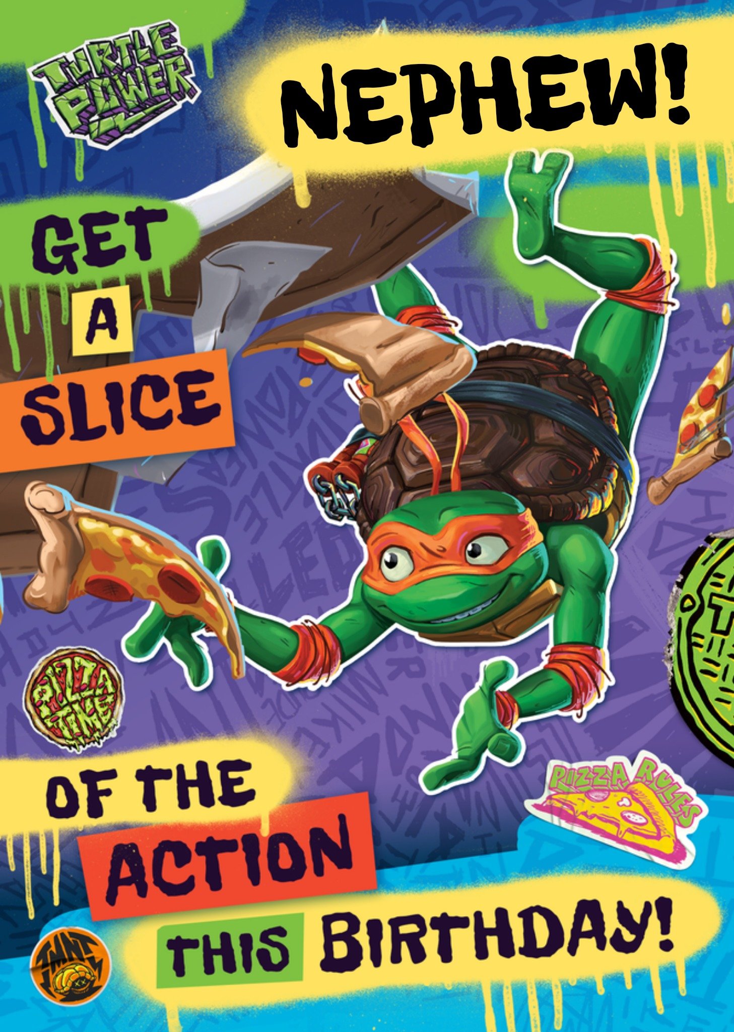 Moonpig Tmnt Mutant Mayhem Pizza Slice Of The Action Nephew Birthday Card