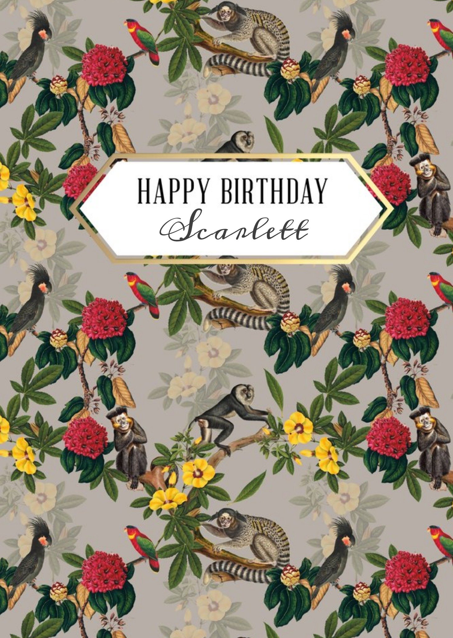 The Natural History Museum Natural History Museum Happy Birthday Floral Lemur Card