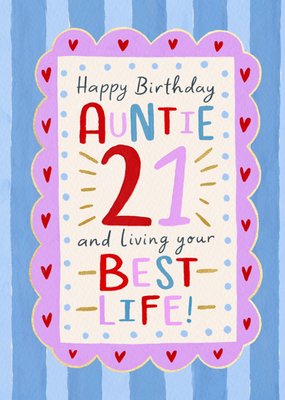 Living Your Best Life Auntie 21st Birthday Card