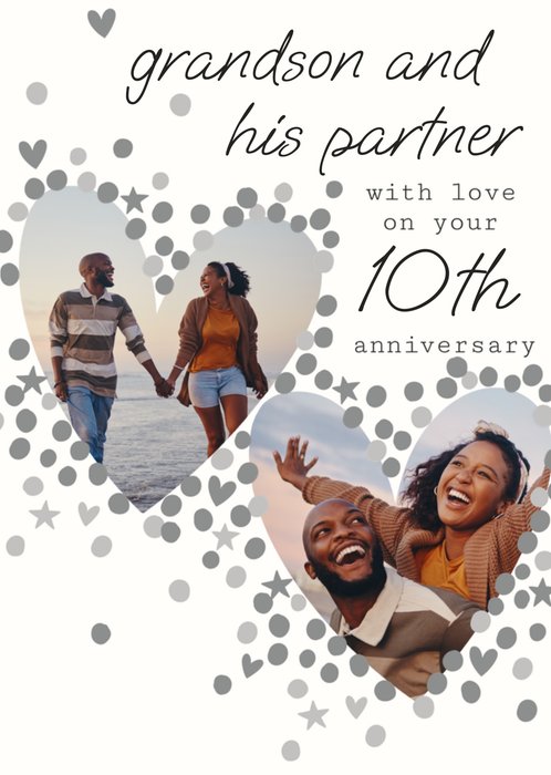 Grandson And His Partner 10th Anniversary Photo Upload Card