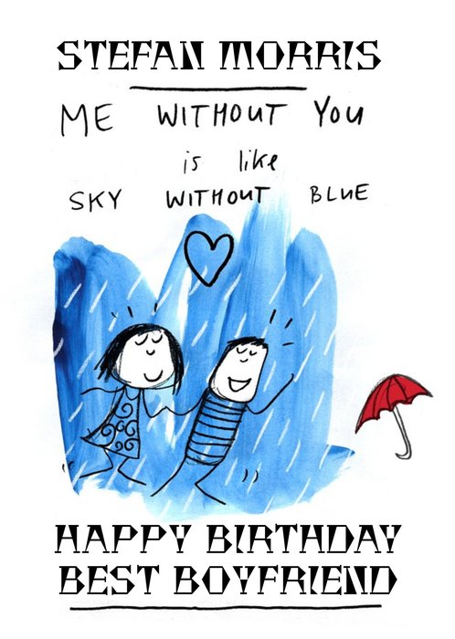 Me Without You Is Like Sky Without Blue Best Boyfriend Card