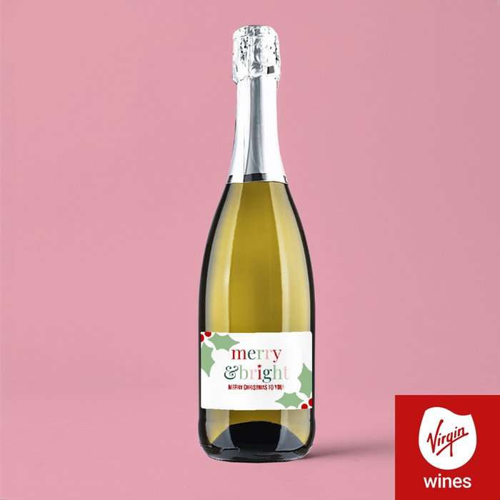 Personalised Merry & Bright Christmas Prosecco 75cl