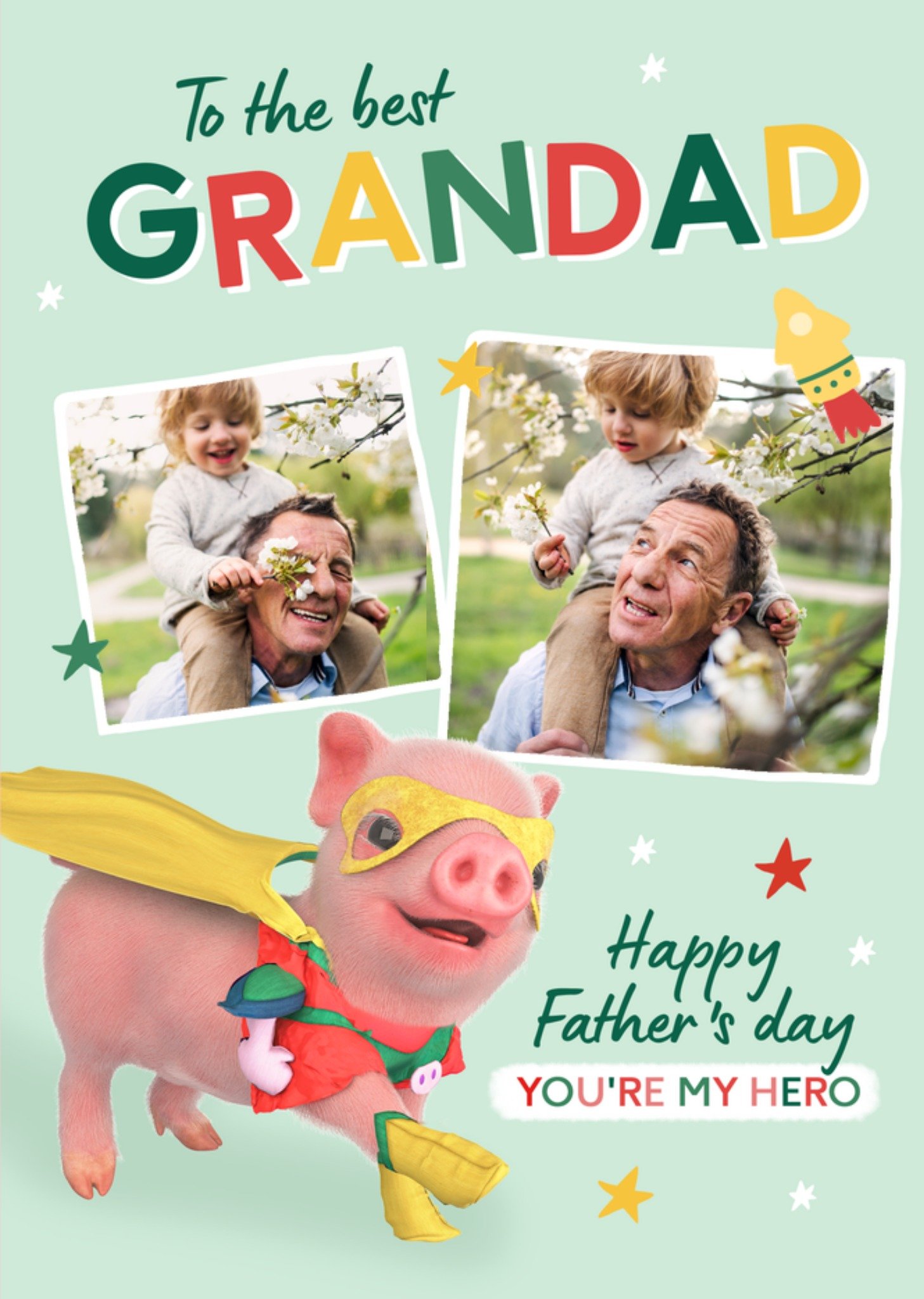 Moonpig Exclusive Moonpigs Cute Superpig The Best Grandad Photo Upload Father's Day Card