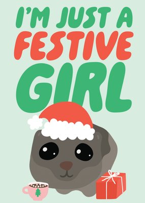 Cute Festive Santa Girl Hamster Christmas Card