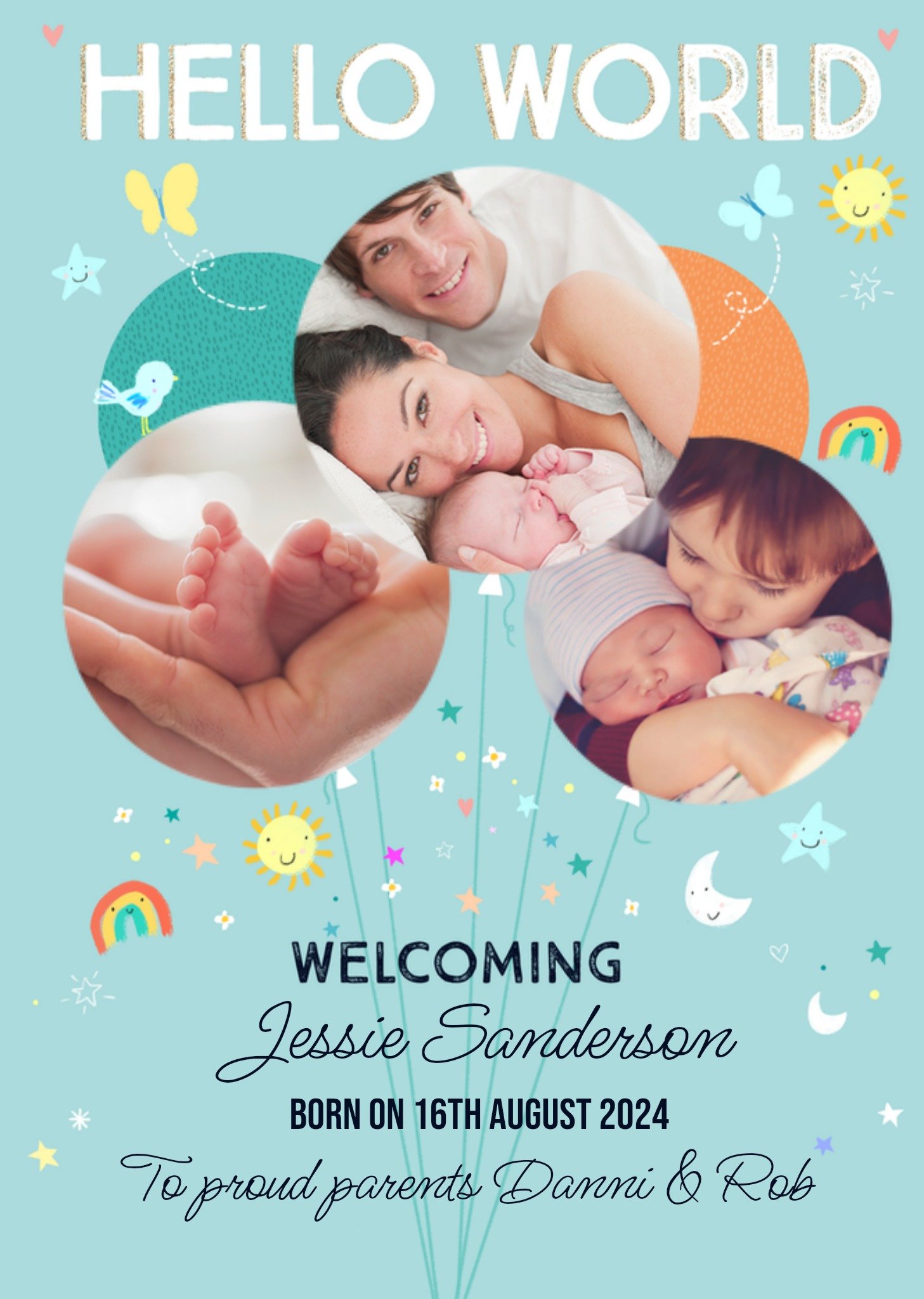 Moonpig Hello World Photo Upload New Baby Card