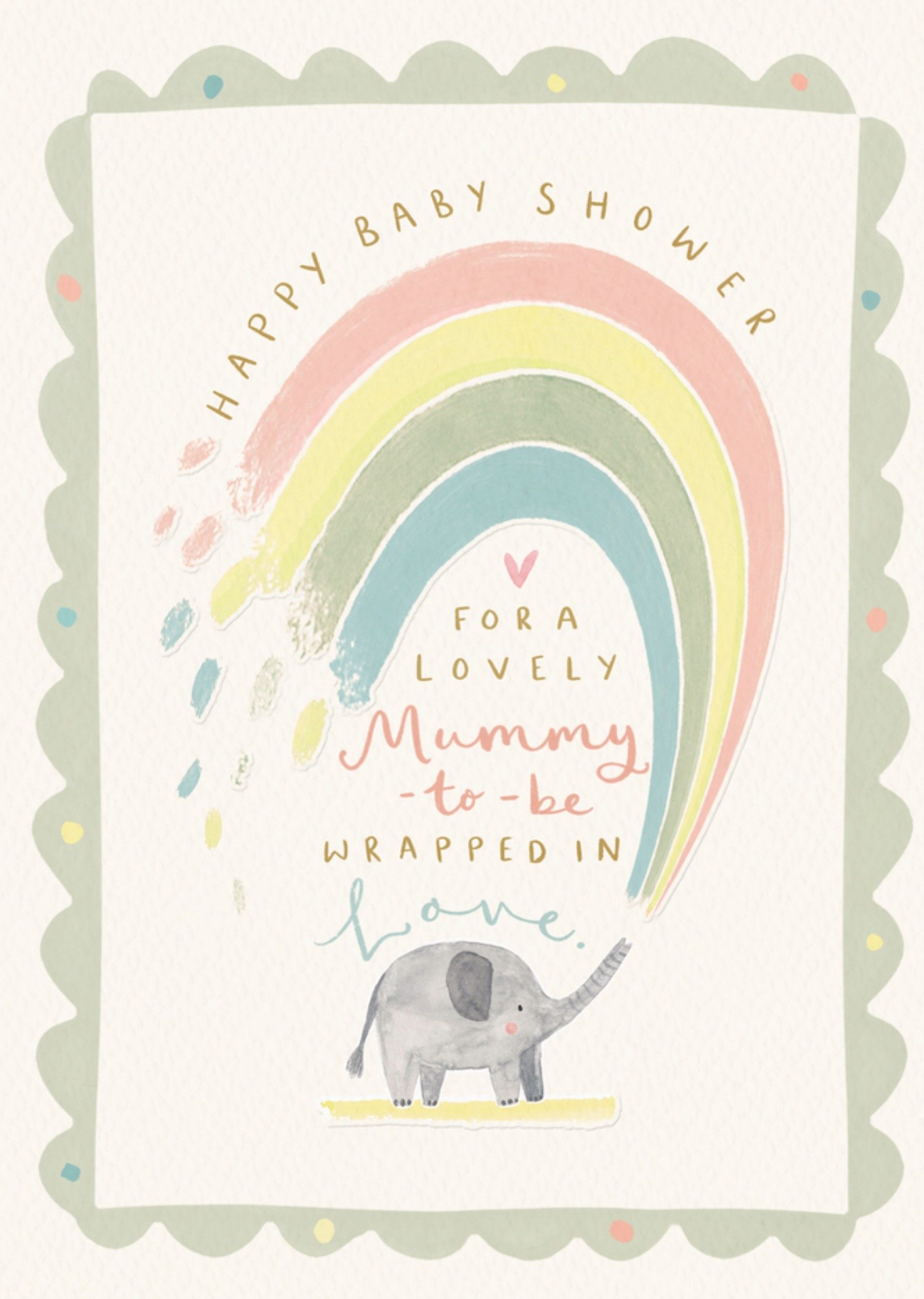 Moonpig Cute Elephant Rainbow Mummy To Be Baby Shower Card