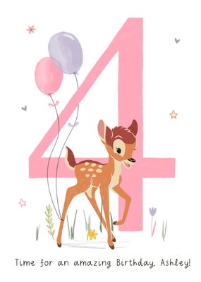 Disney Bambi 4 Today Time For An Amazing Birthday Illustrated Bambi Birthday Card