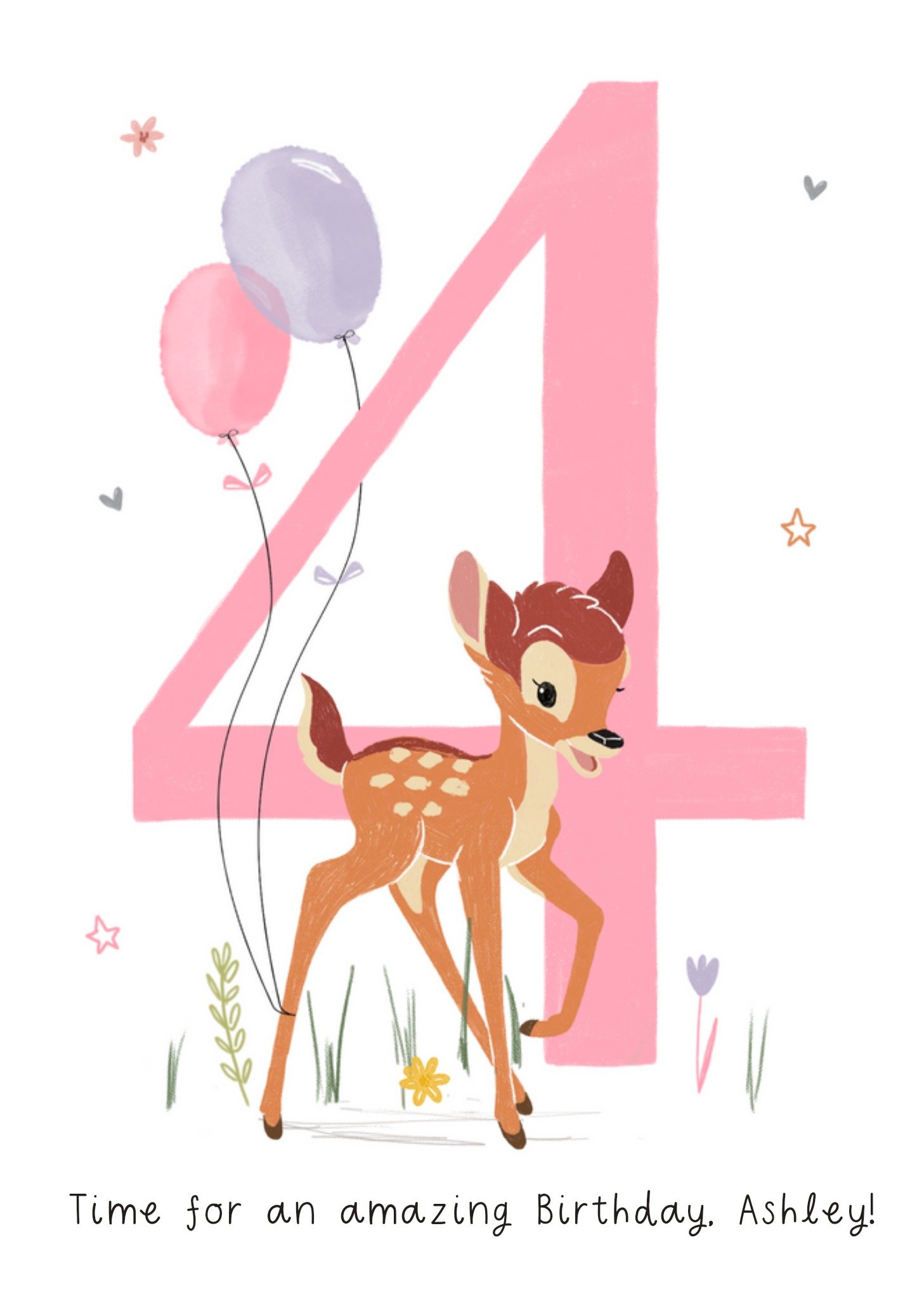 Disney Bambi 4 Today Time For An Amazing Birthday Illustrated Bambi Birthday Card, Large
