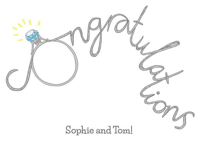 Customisable Typographic Diamond Engagement Congratulations Card