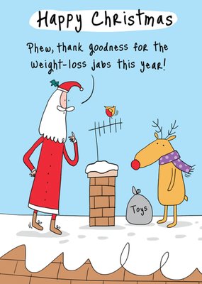 Humorous Slim Santa Christmas Card