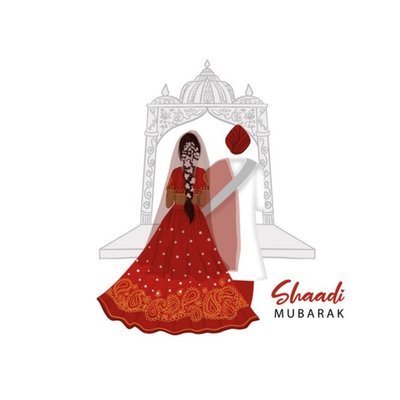 Roshah Designs Illustrated Shaadi Mubarak Wedding Card