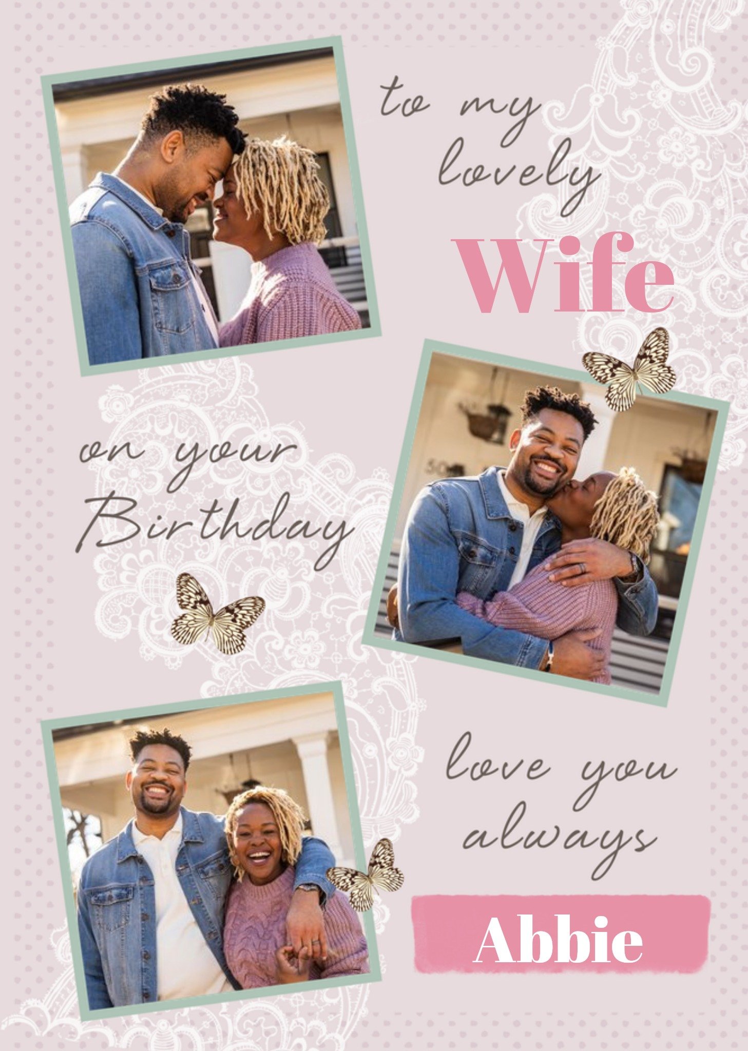 Moonpig Cute Floral Wife Birthday Photo Upload Card