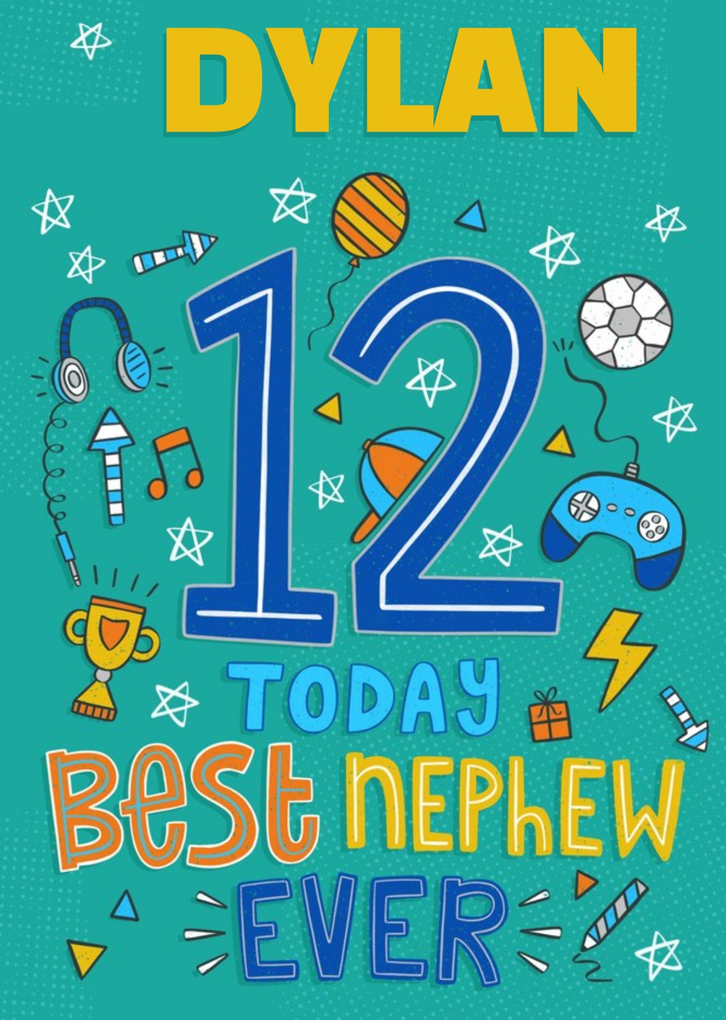 Moonpig 12 Today Best Nephew Ever Hobbies Doodles Birthday Card