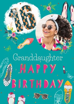 Ling Design Granddaughter Happy Birthday 16 Today Photo Upload Card