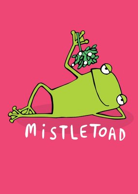 Cute Cartoon Pun Mistletoad Christmas Card