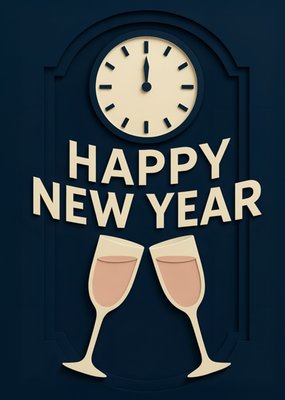 Happy New Year Champagne Toast Card