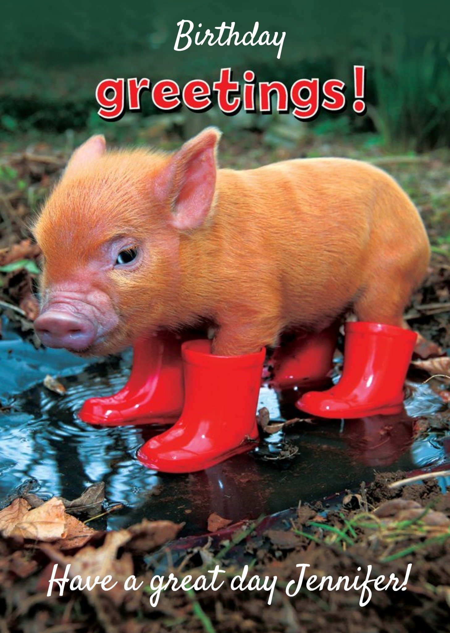 Moonpig Little Pig In Boots Personalised Birthday Greetings Card