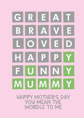 Funny Pink Wordle Mother's Day Card