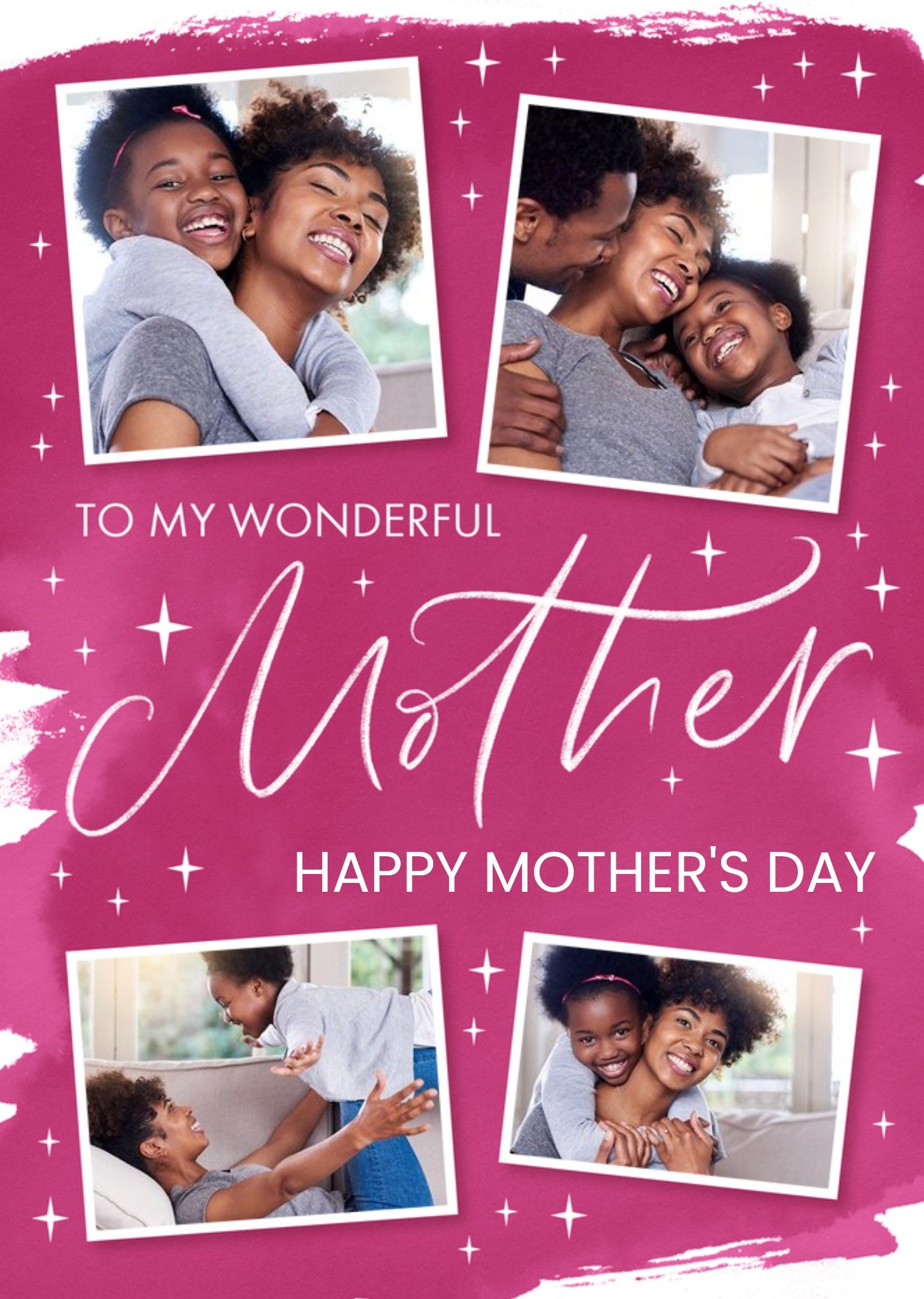 Moonpig Typographic Calligraphy Wonderful Mother Photo Upload Mother's Day Card